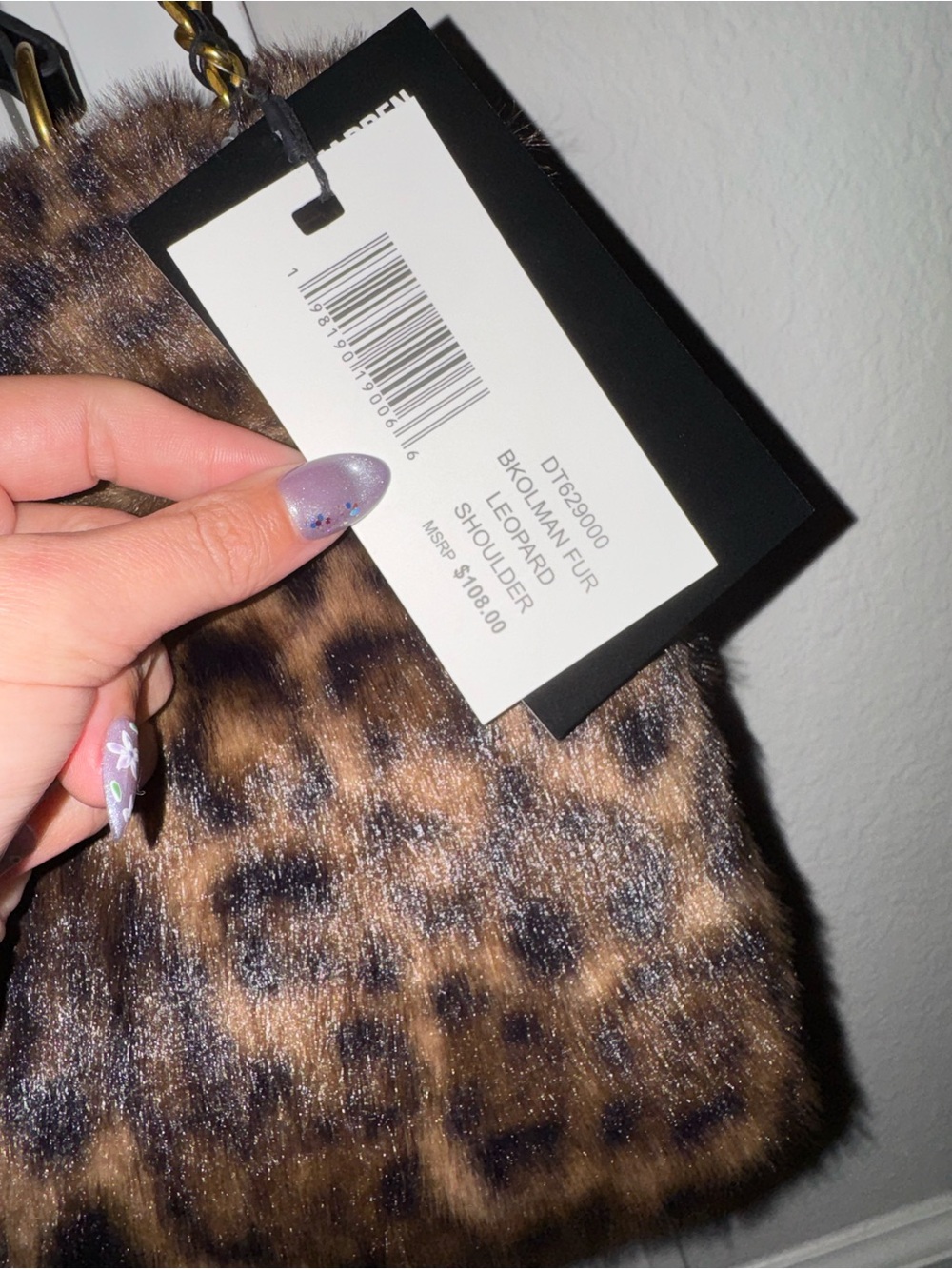 Steve Madden Leopard Print Faux Fur Shoulder Bag New with Tags - Picture 7 of 12